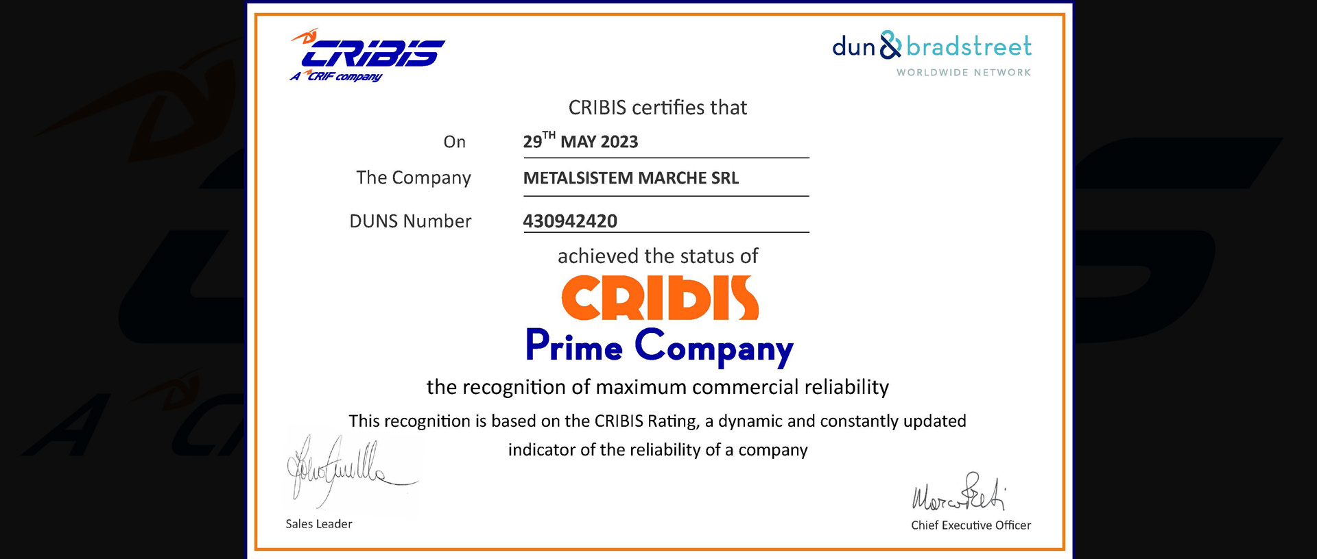 Cribis Prime Company 2023